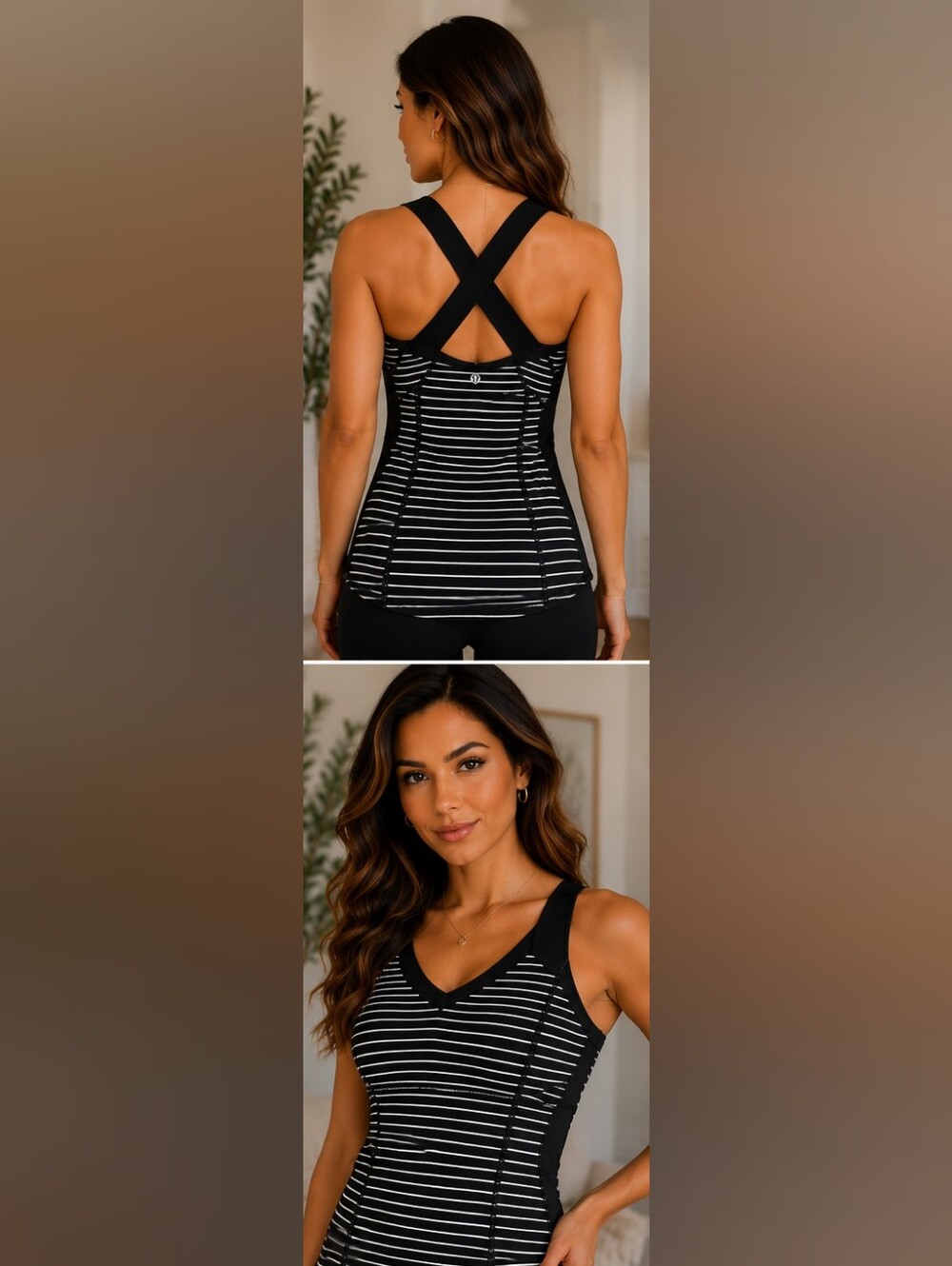 Lululemon Athletica Black and White Striped Top